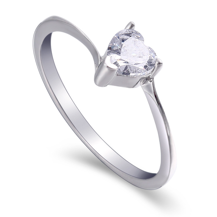 Solitaire Heart Cut Sterling Silver Ring-TL-Juri Elle
