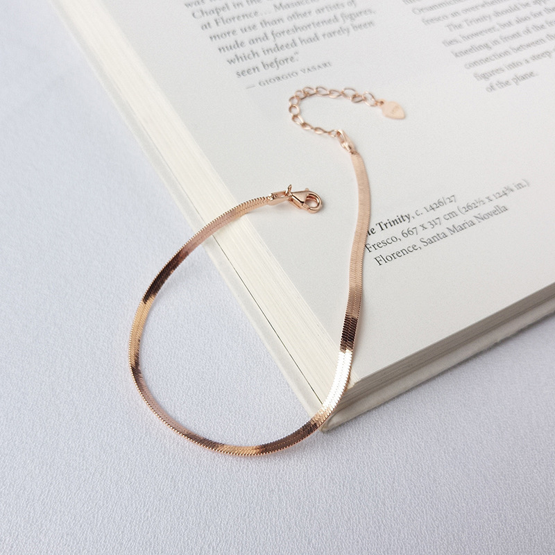 Snake Bone Chain Sterling Silver Plated Rose Gold Bracelet