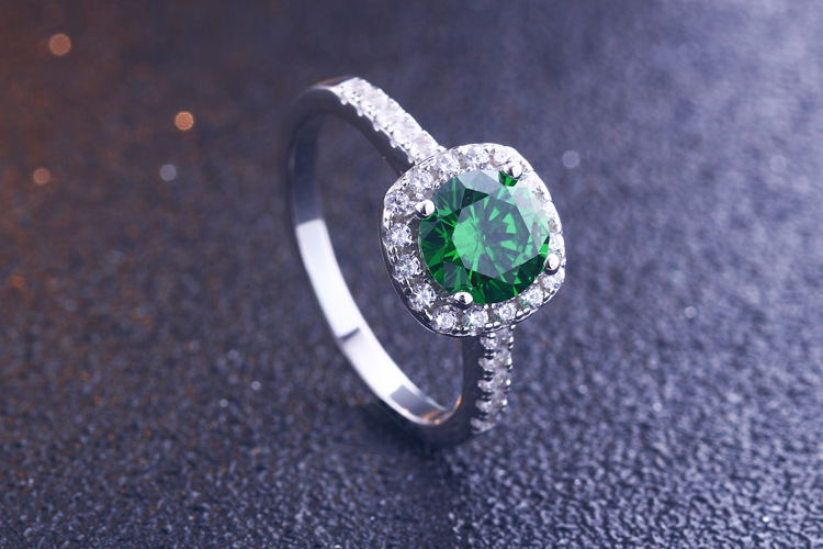 Halo Opal Round Cut Sterling Silver Ring-TL-Juri Elle