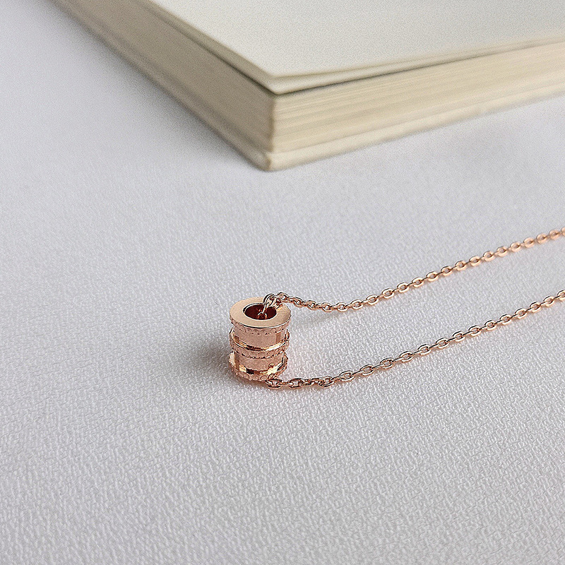 Small Waist Geometric Cylinder Sterling Silver Necklace