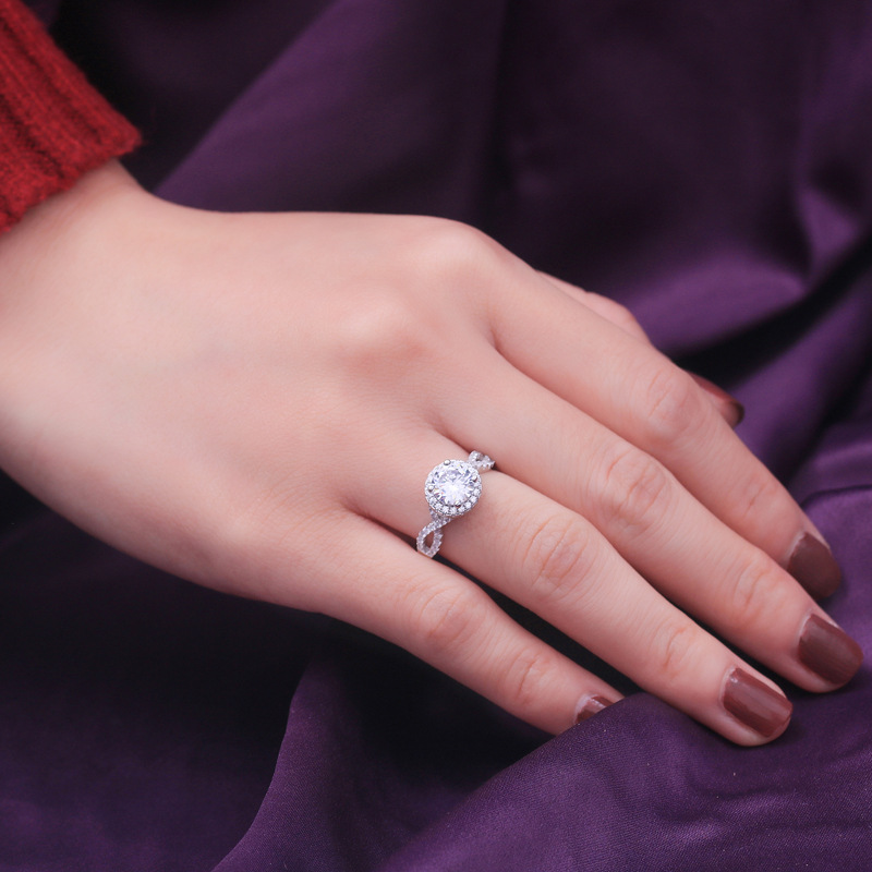 Promise Round Cut Sterling Silver Ring For Women-TL-Juri Elle