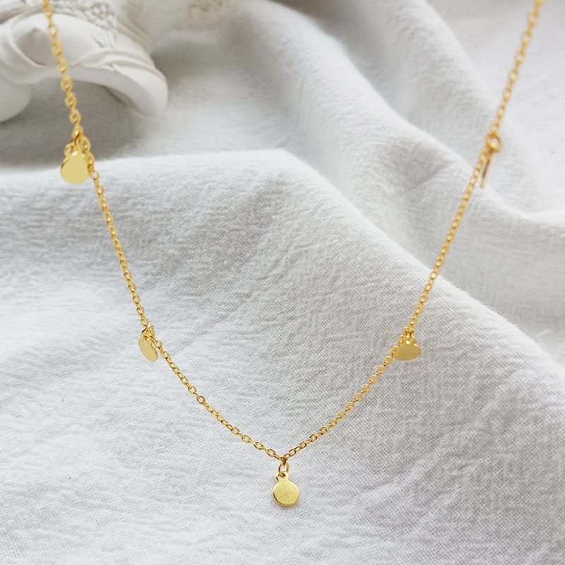 Classic Wafer Sterling Silver Plated Gold Necklace