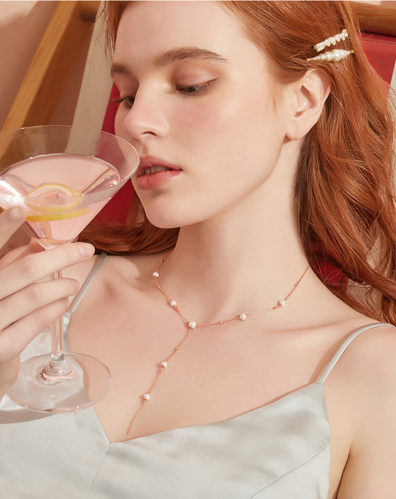 Moonlight Angel Swarovski Pearls Plated 14K Gold Necklace