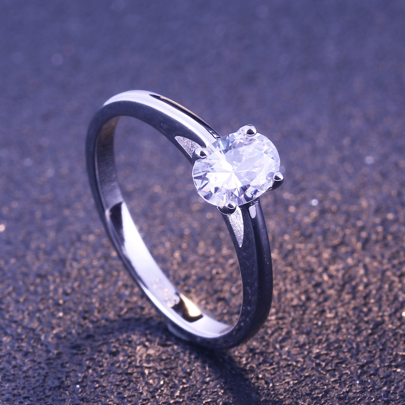 Solitaire Oval Cut Sterling Silver Ring-TL-Juri Elle