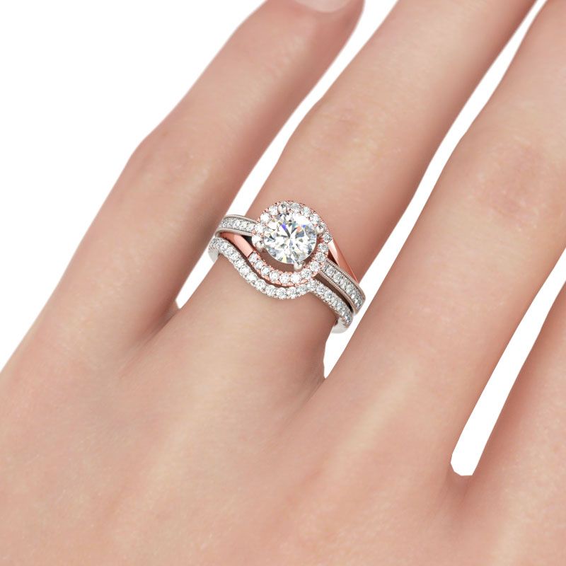 Split Shank Round Cut Sterling Silver Ring Set-JE-Juri Elle