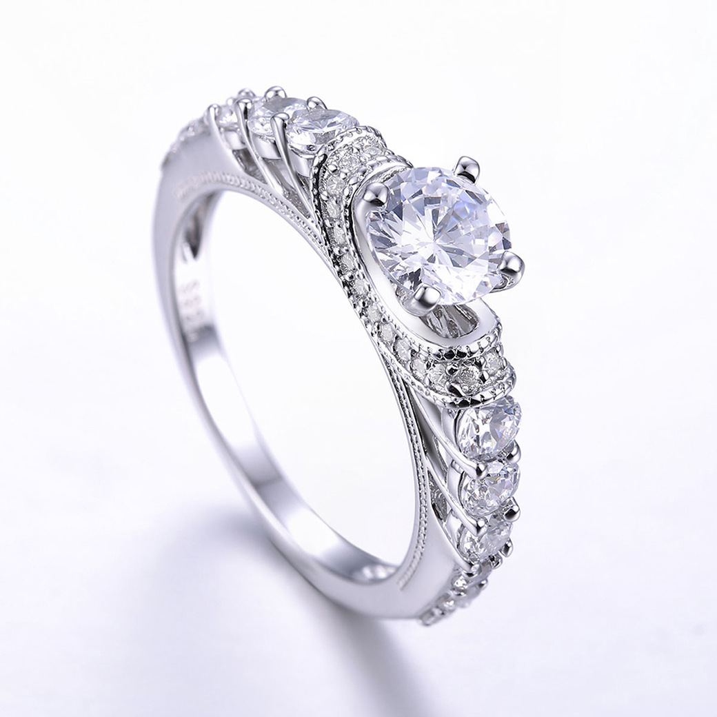 Fairy Round Cut Sterling Silver Ring-ZX-Juri Elle