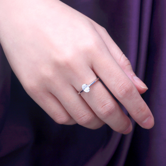 Solitaire Oval Cut Sterling Silver Ring-TL-Juri Elle