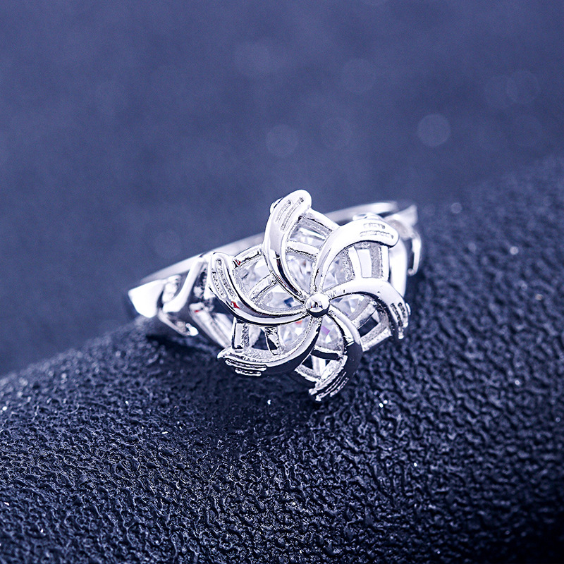 Flower Round Cut Sterling Silver Ring-TL-Juri Elle