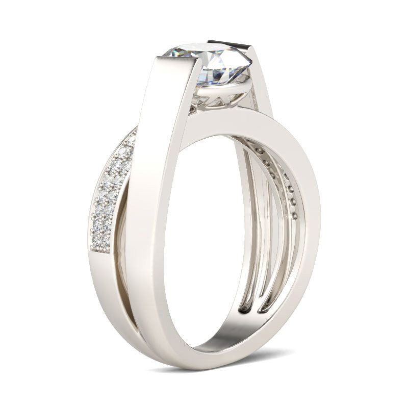 Tension Set Round Cut Sterling Silver Ring-JE-Juri Elle