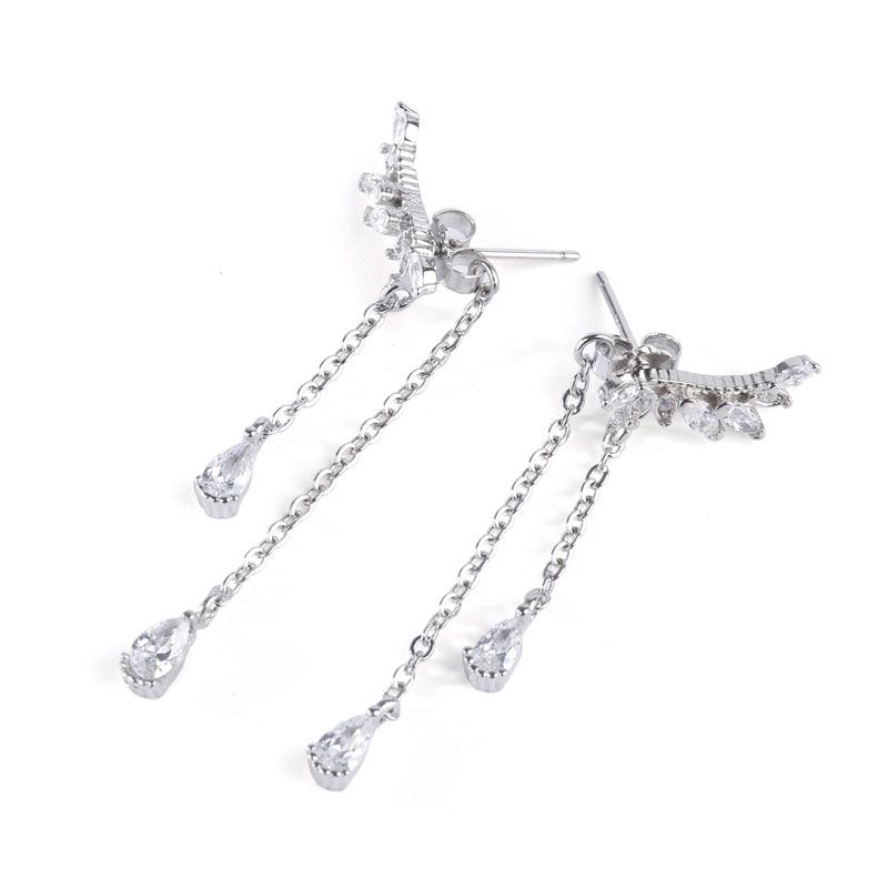Wing Design Sterling Silver Earring Drops-JE-Juri Elle