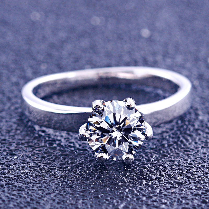 Solitaire Round Cut Sterling Silver Ring-TL-Juri Elle
