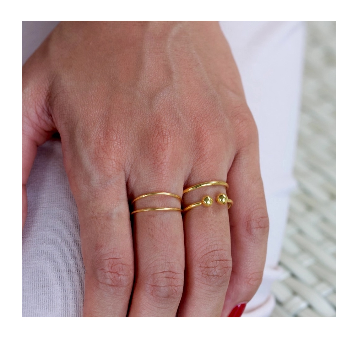 Double Band Ball Ring Gold-J&CO-Juri Elle