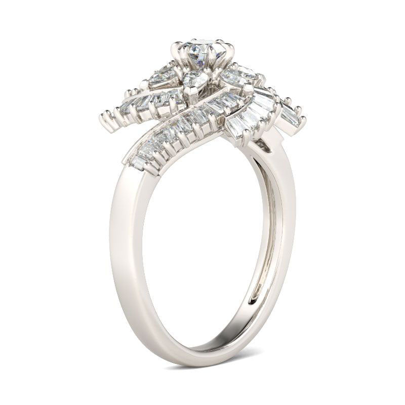 Floral Design Round Cut Sterling Silver Ring-JE-Juri Elle