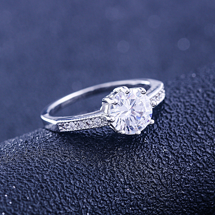 Simple Round Cut Sterling Silver Ring-TL-Juri Elle