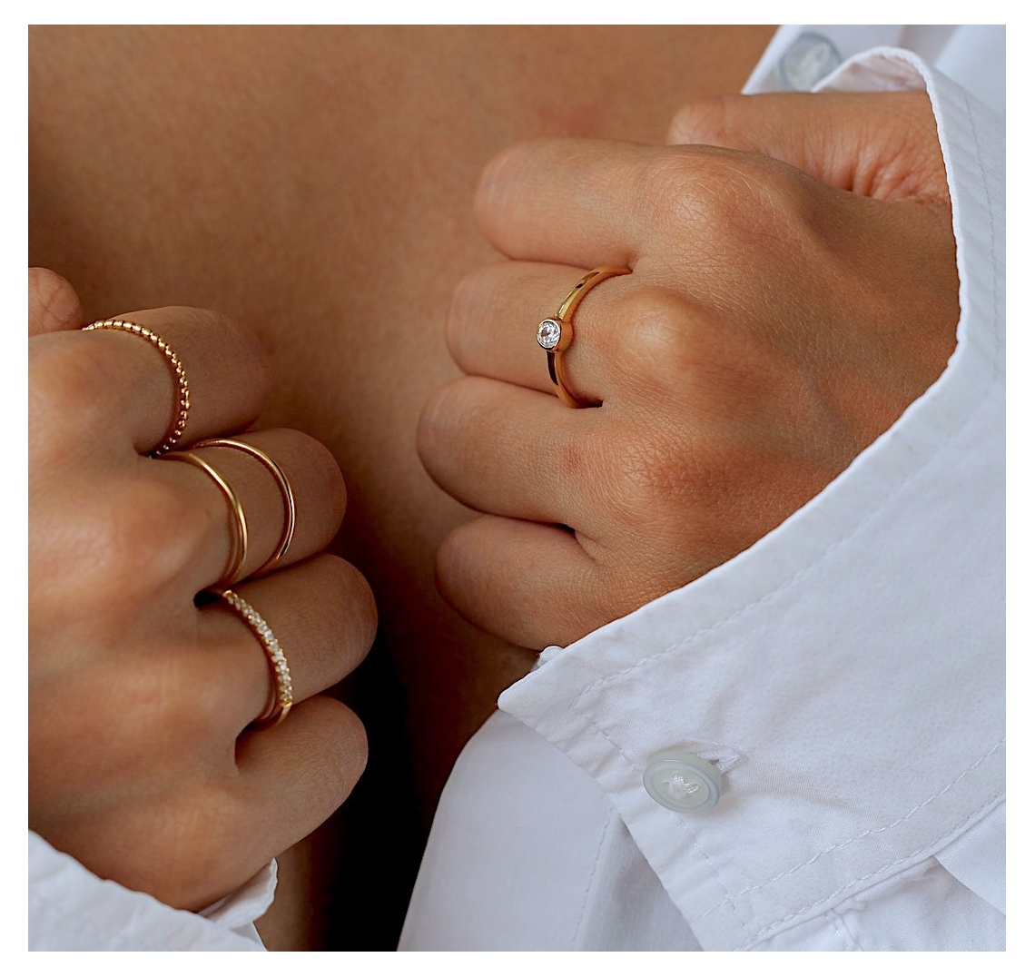 Minimal Solitaire Ring Gold-J&CO-Juri Elle