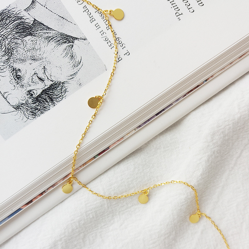 Classic Wafer Sterling Silver Plated Gold Necklace