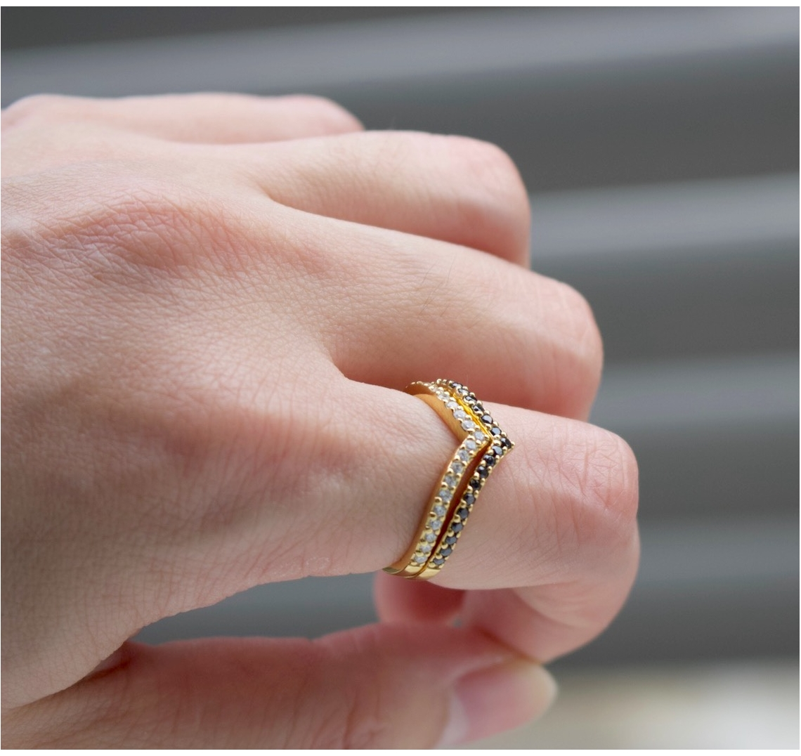 Chevron Pave Gold Ring-J&CO-Juri Elle