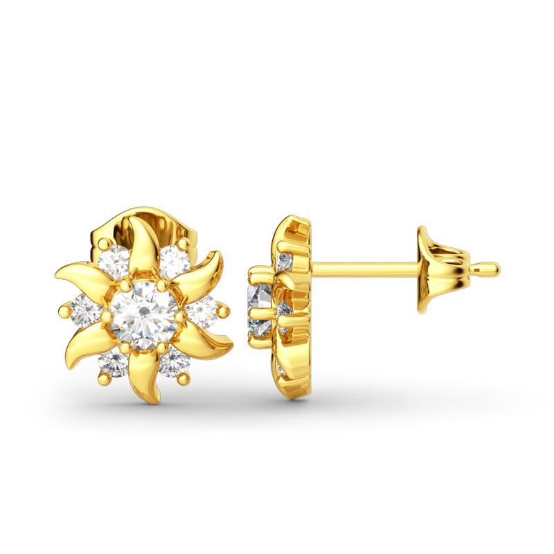 Sunflower Sterling Silver Stud Earrings-JE-Juri Elle
