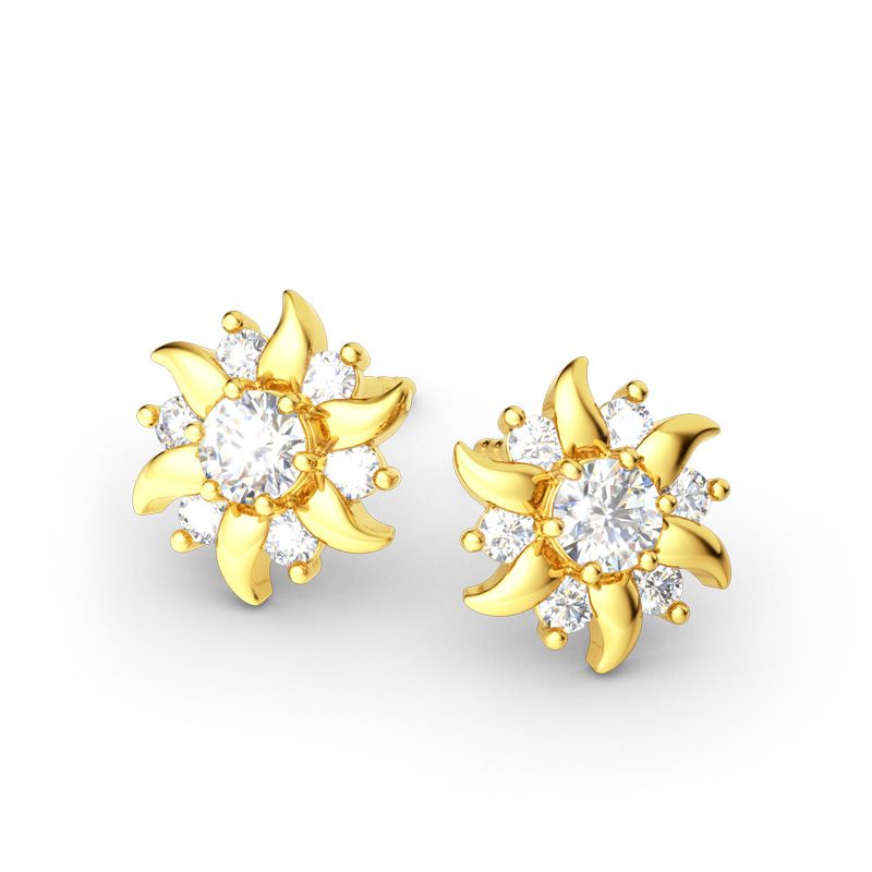 Sunflower Sterling Silver Stud Earrings-JE-Juri Elle