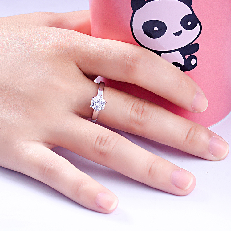 Solitaire Round Cut Sterling Silver Ring-TL-Juri Elle