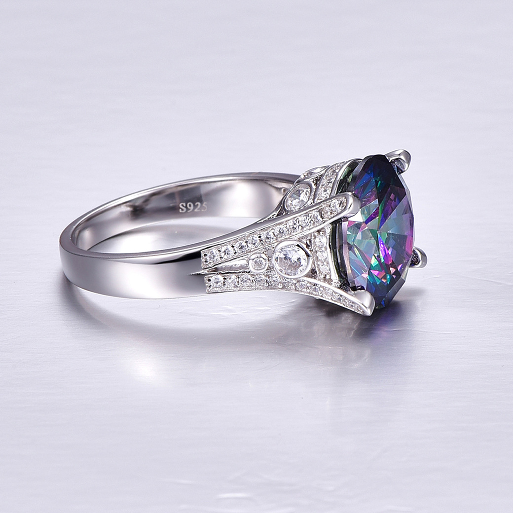 Shiny Round Cut Sterling Silver Ring-ZX-Juri Elle