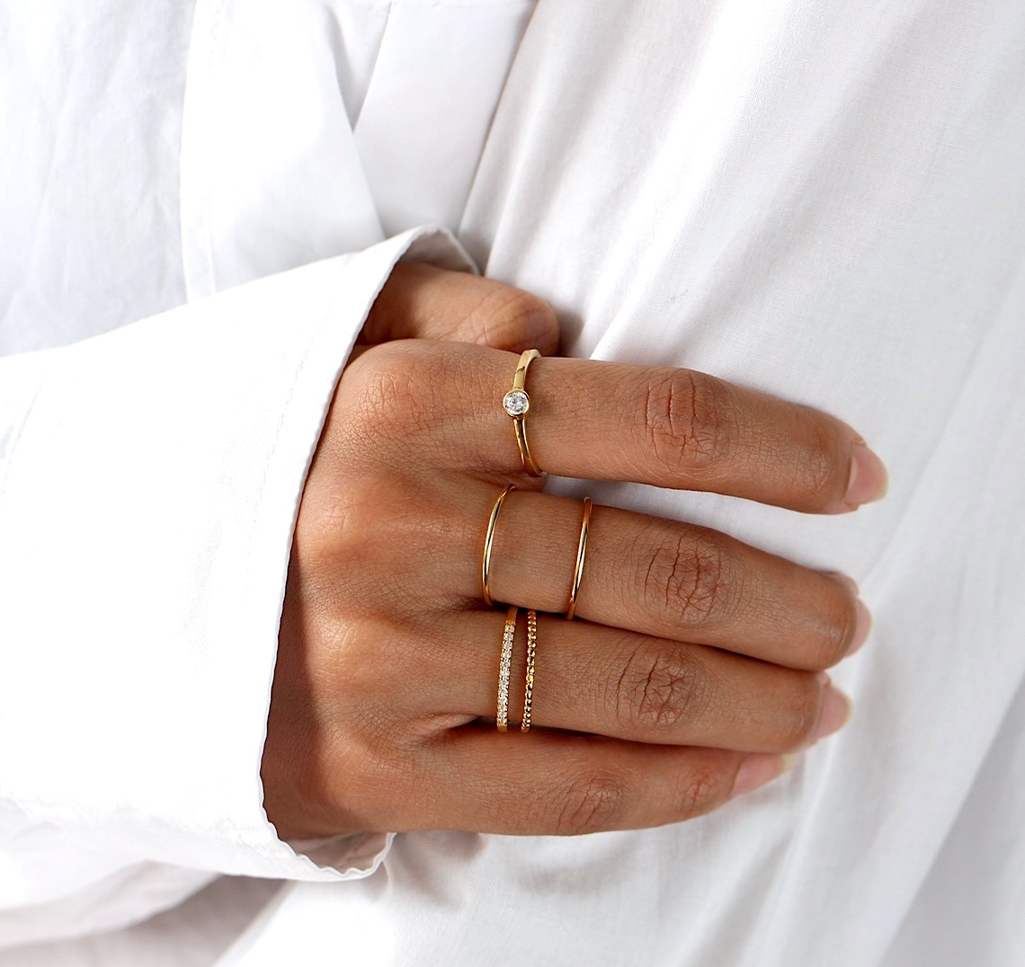 Minimal Solitaire Ring Gold-J&CO-Juri Elle