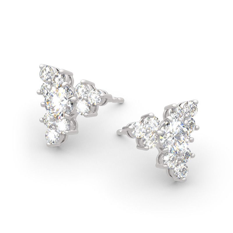 Sparkling Cluster Round Cut Sterling Silver Earrings-JE-Juri Elle