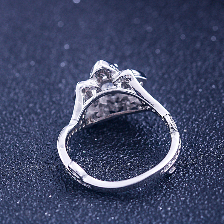 Flower Round Cut Sterling Silver Ring-TL-Juri Elle