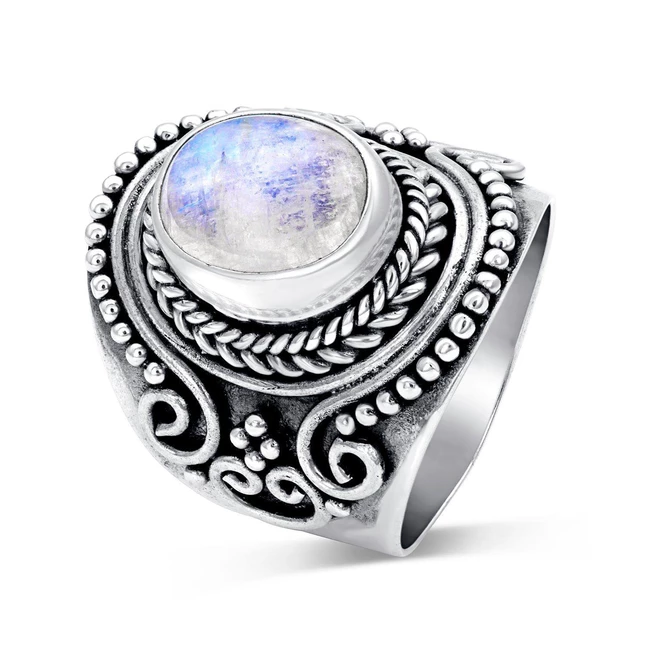 Moonstone Ring - Vintage Signet-MM-Juri Elle
