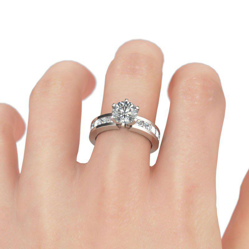 Invisible Setting Round Cut Sterling Silver Ring-JE-Juri Elle