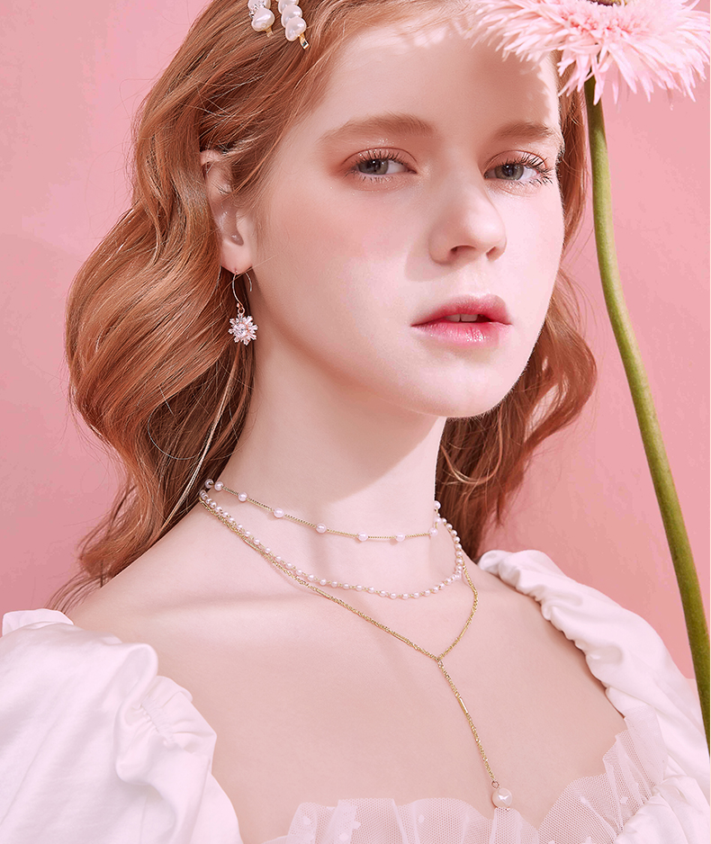 Dance Adventure Pearls Combination Plated 14K Gold Necklace