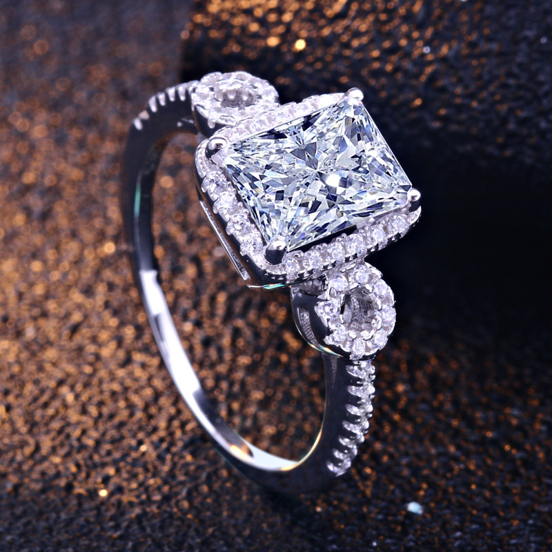 Simple Radiant Cut Sterling Silver Ring-TL-Juri Elle