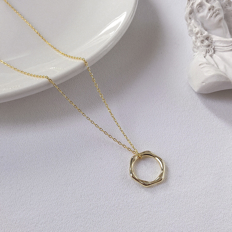 Regular Ring Sterling Silver Plated Gold Necklace