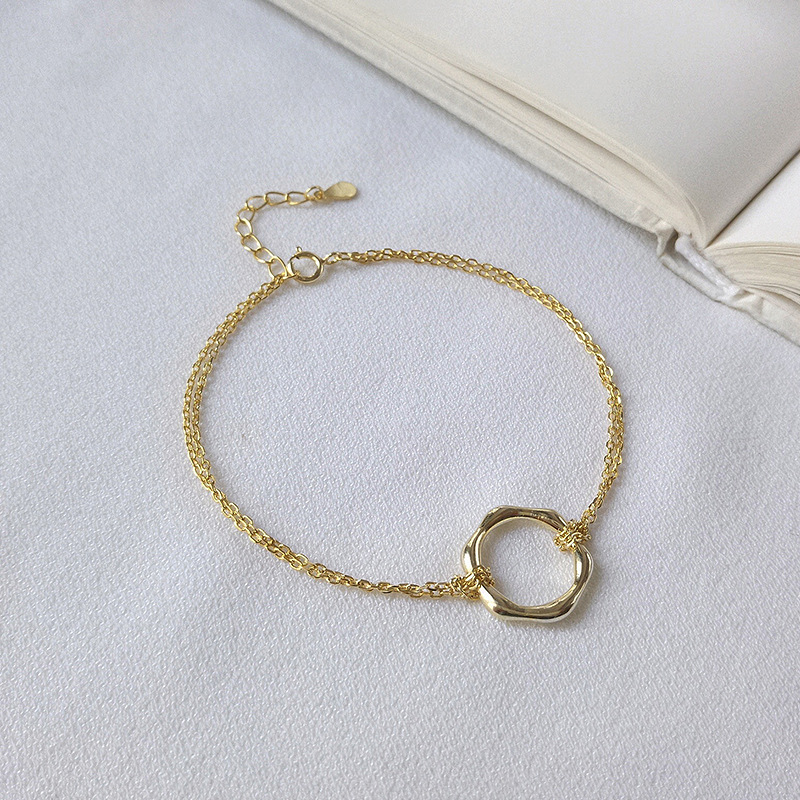 Concise Polygon Sterling Silver Plated Gold Bracelet