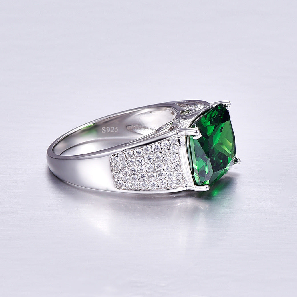 Cameo Radiant Cut Sterling Silver Ring-ZX-Juri Elle