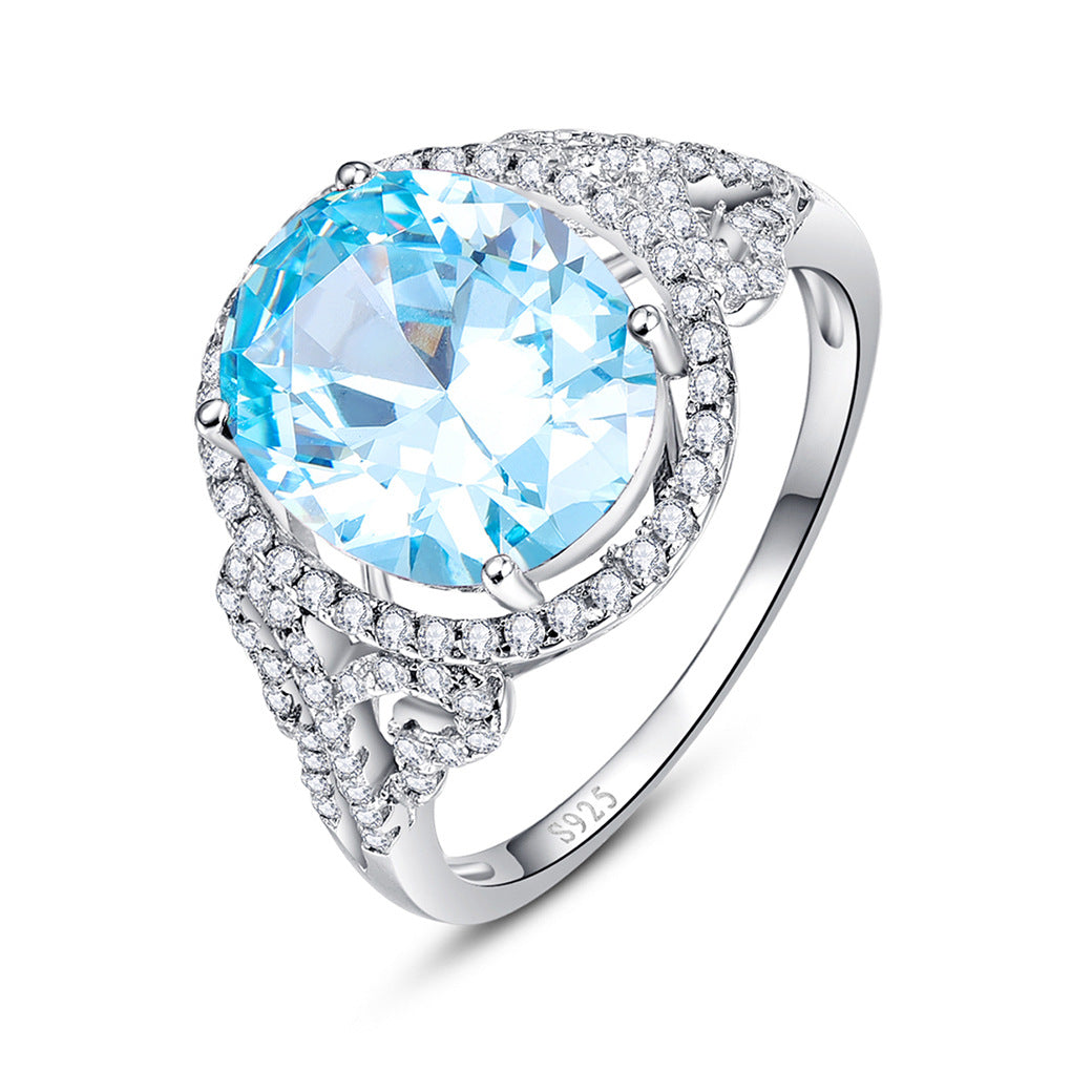 Mermaid Tears Oval Cut Sterling Silver Ring-ZX-Juri Elle