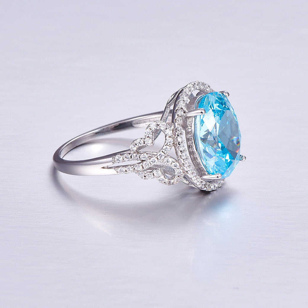Mermaid Tears Oval Cut Sterling Silver Ring-ZX-Juri Elle