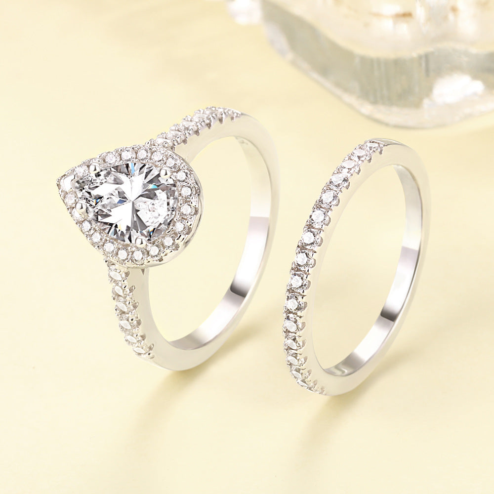 Water Droplets Pear Cut Sterling Silver Ring-TL-Juri Elle