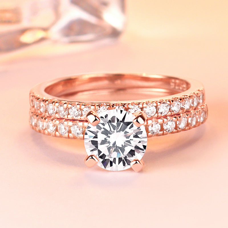 Water Flower Round Cut Sterling Silver Ring-TL-Juri Elle