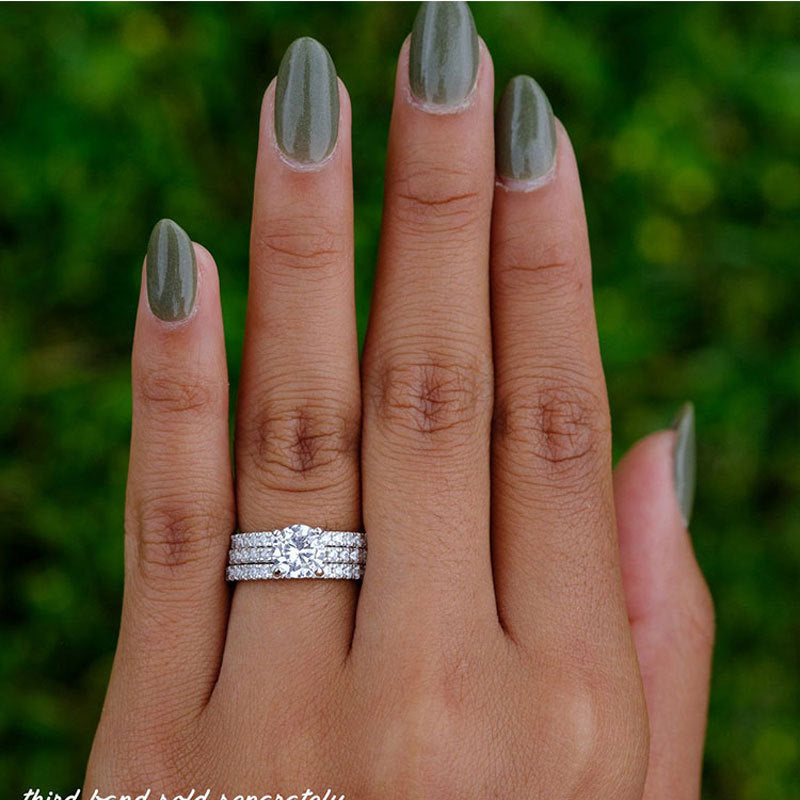 Water Flower Round Cut Sterling Silver Ring-TL-Juri Elle