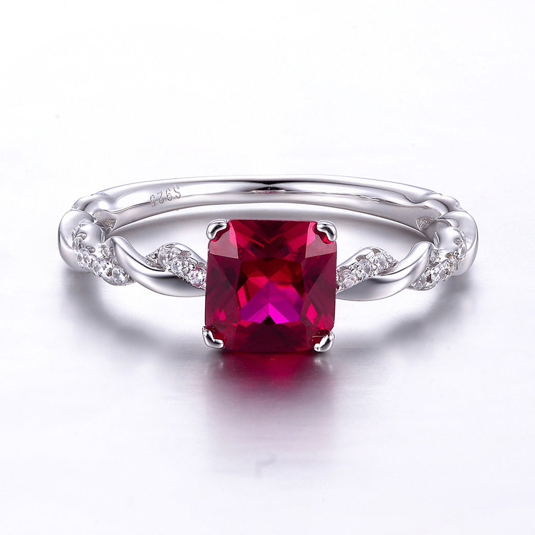 Shiny Princess Cut Sterling Silver Ring-ZX-Juri Elle