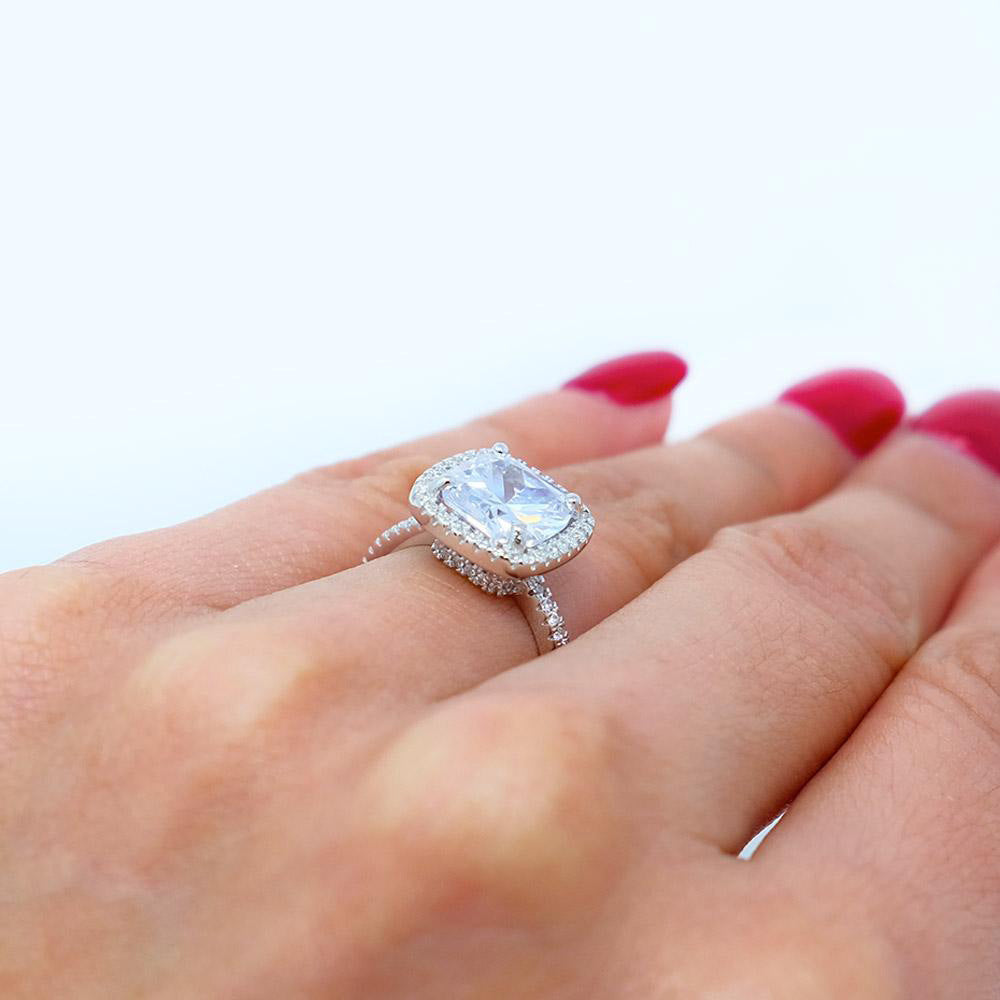 Luxurious Radiant Cut Sterling Silver Ring-TL-Juri Elle