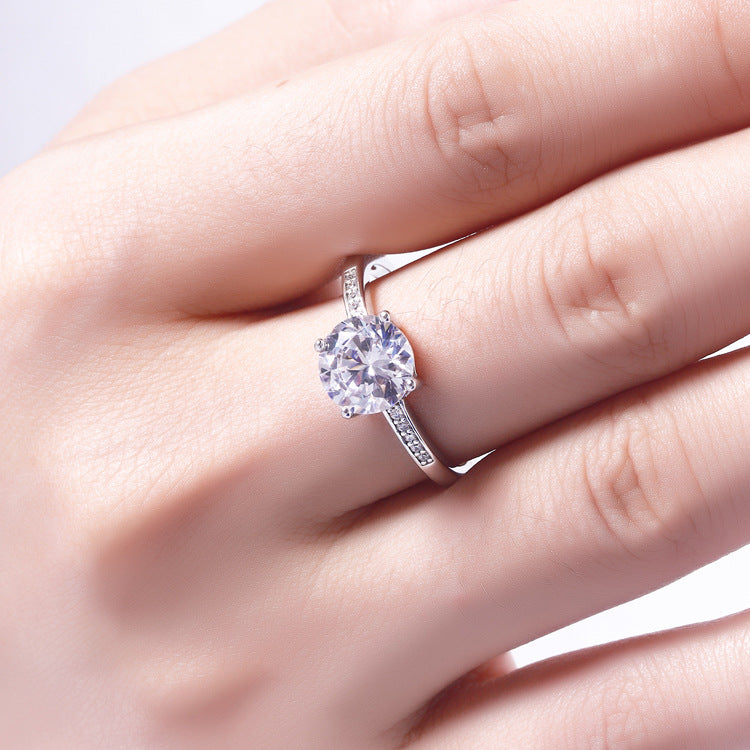 Engagement Round Cut Sterling Silver Ring-TL-Juri Elle