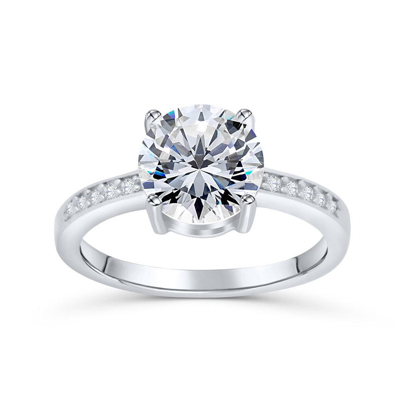 Engagement Round Cut Sterling Silver Ring-TL-Juri Elle