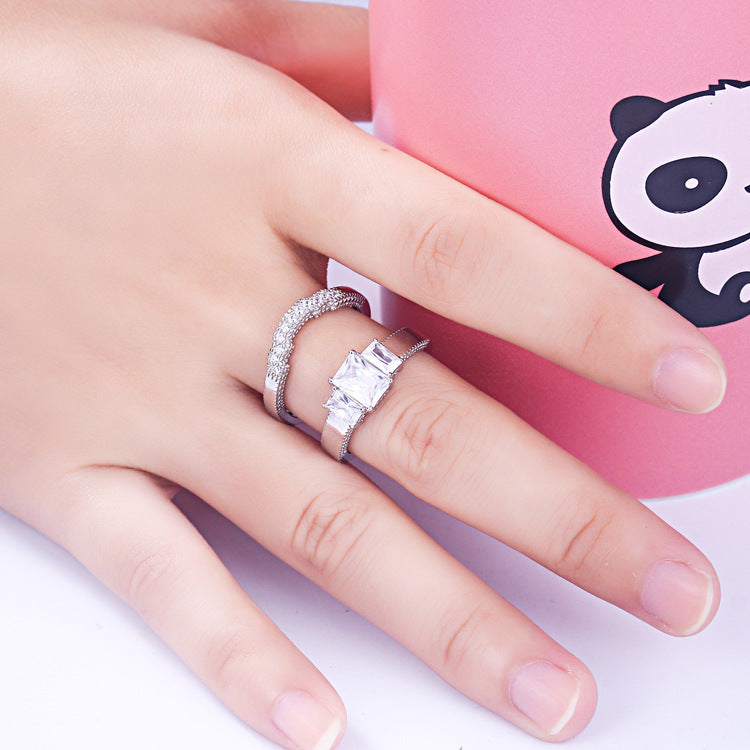 Elegant Baguette Cut Sterling Silver Ring-TL-Juri Elle