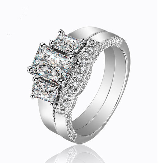 Elegant Baguette Cut Sterling Silver Ring-TL-Juri Elle