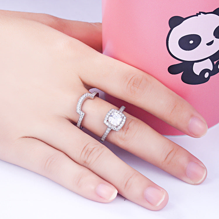 Hug Radiant Cut Sterling Silver Ring-TL-Juri Elle