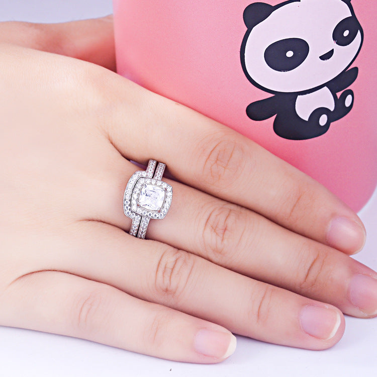 Hug Radiant Cut Sterling Silver Ring-TL-Juri Elle