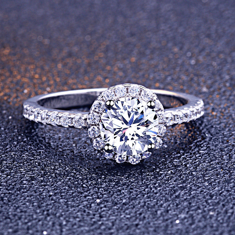 Showy Round Cut Sterling Silver Ring-TL-Juri Elle