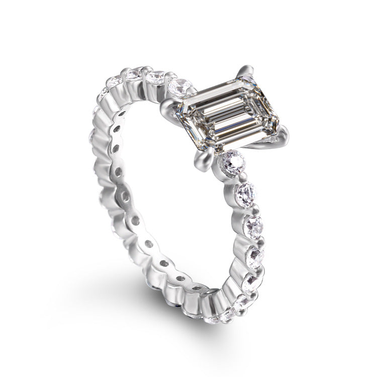 Classy Clear Baguette Cut Sterling Silver Ring-TL-Juri Elle